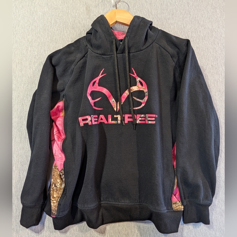 Realtree Pink Camo Hoodie Women's Medium Black